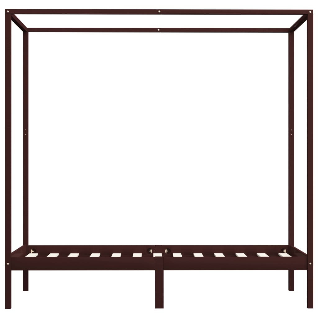 Bed Frame | Dark Brown | Solid Pine Wood and Plywood Slats | 90 x 200 cm