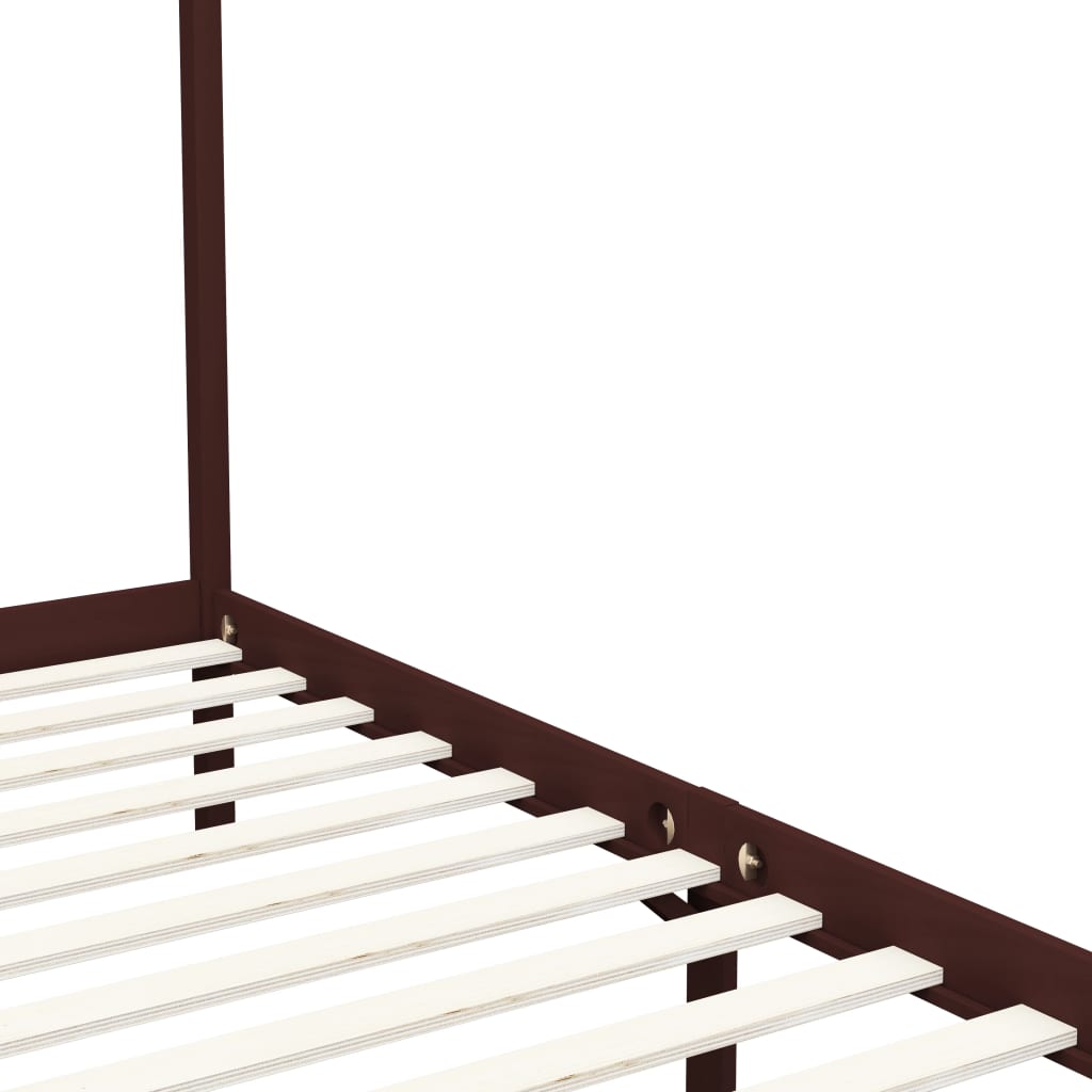 vidaXL Canopy Bed Frame without Mattress Dark Brown Solid Wood 120x200cm