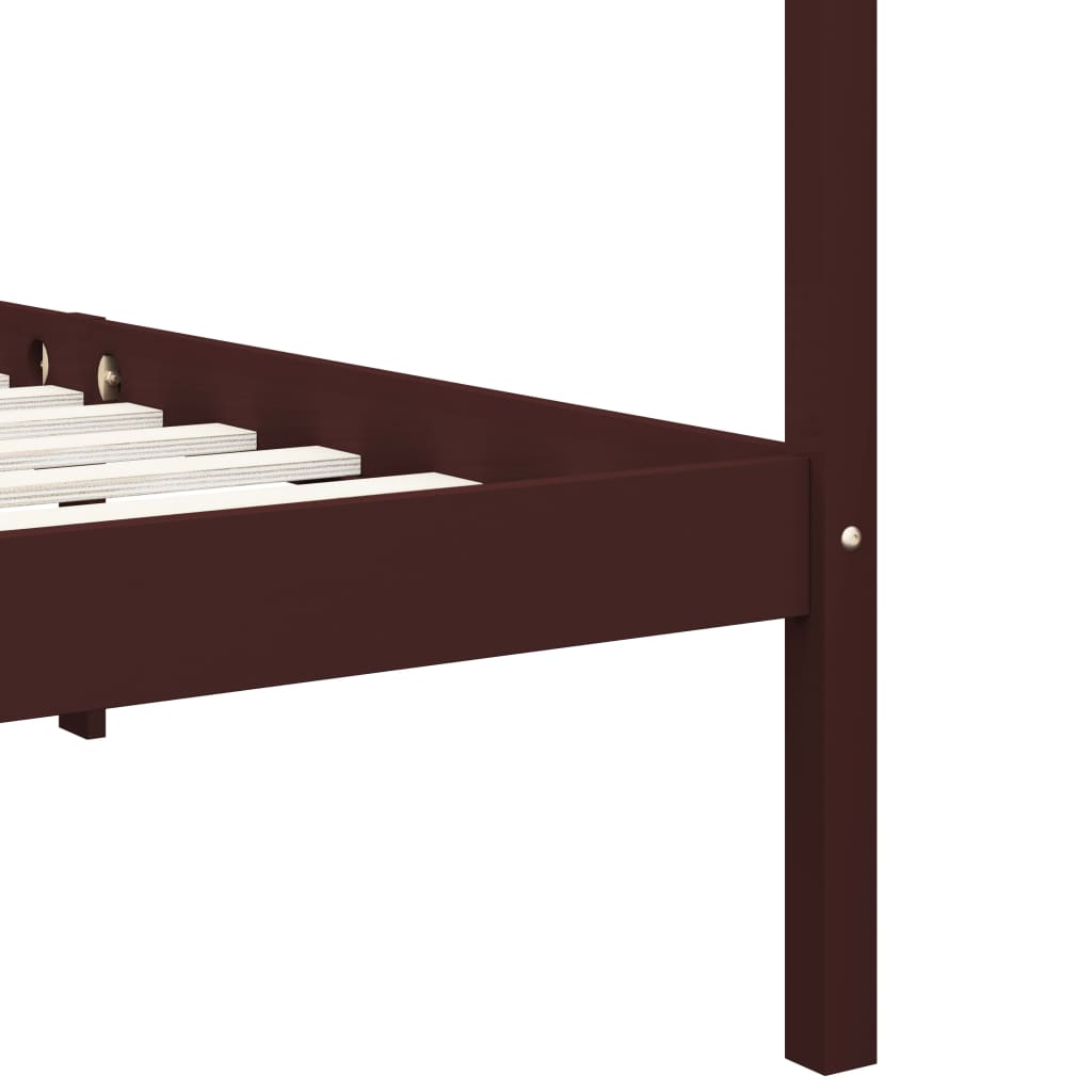 vidaXL Canopy Bed Frame without Mattress Dark Brown Solid Wood 120x200cm