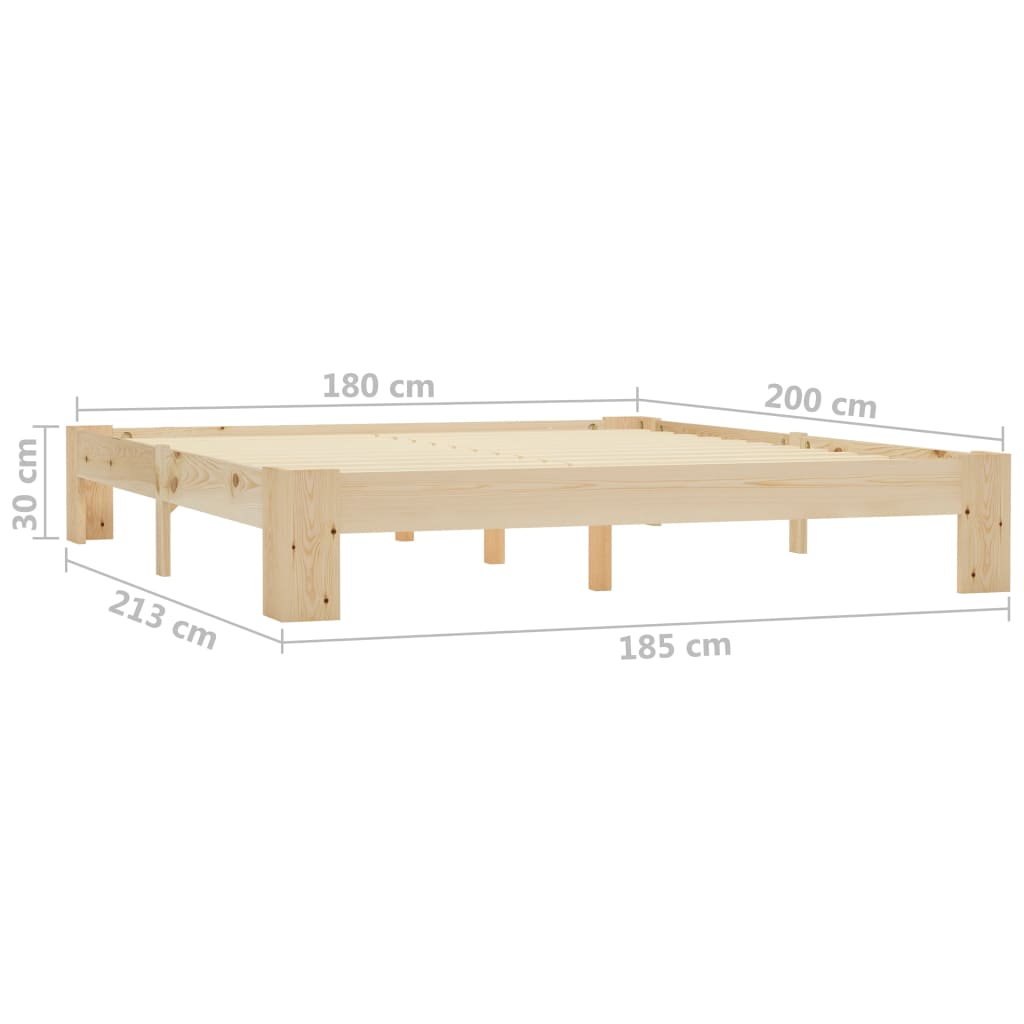 vidaXL Bed Frame without Mattress Solid Pine Wood 180x200 cm Super King