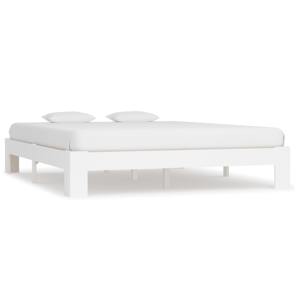 vidaXL Bed Frame without Mattress White Solid Pine Wood 180x200 cm Super King