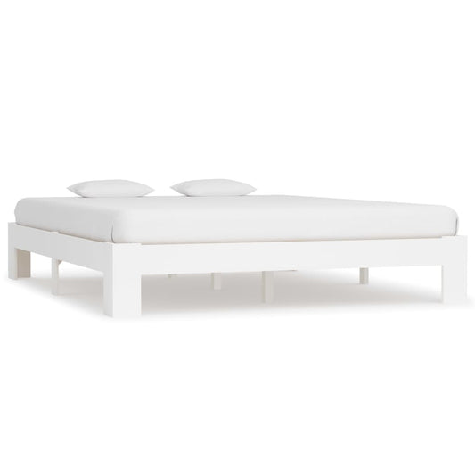 vidaXL Bed Frame without Mattress White Solid Pine Wood 180x200 cm Super King