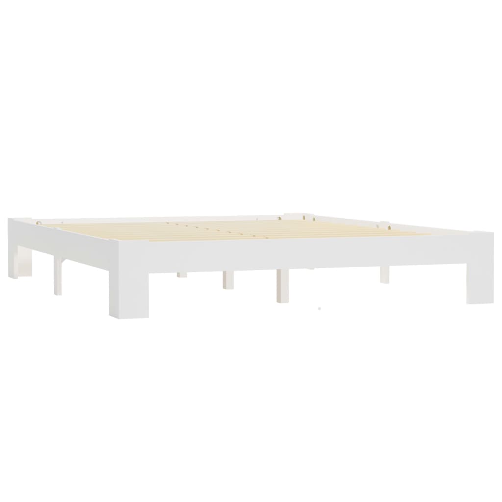 vidaXL Bed Frame without Mattress White Solid Pine Wood 180x200 cm Super King