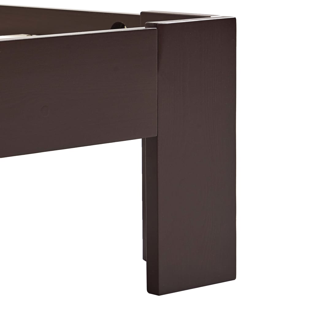 Bed Frame without Mattress Dark Brown Solid Pine Wood 100x200 cm