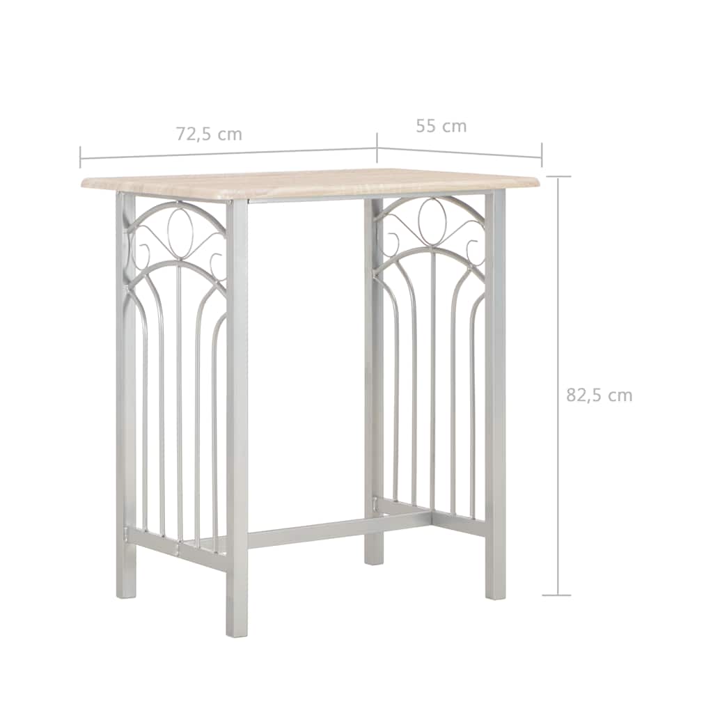284398 vidaXL 3 Piece Bar Set Wood and Steel
