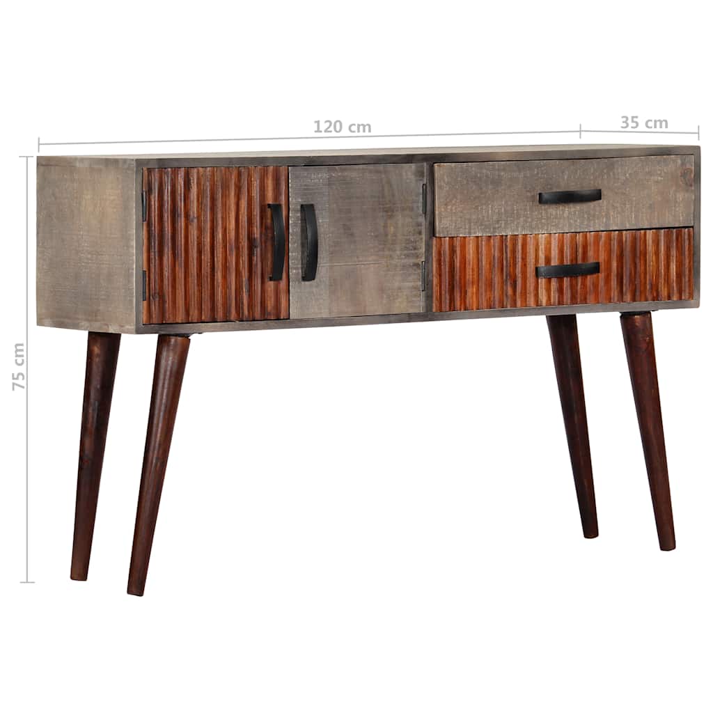 282742 vidaXL Console Table Grey 120x35x75 cm Solid Rough Mango Wood
