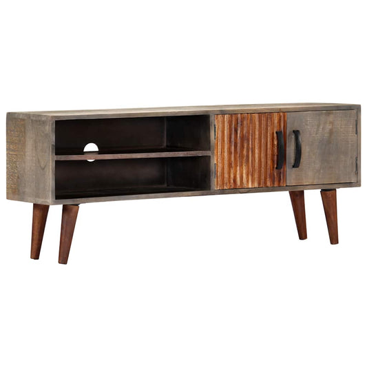 282743 vidaXL TV Cabinet Grey 130x30x46 cm Solid Rough Mango Wood