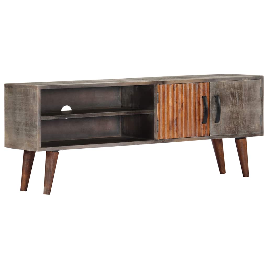 282743 vidaXL TV Cabinet Grey 130x30x46 cm Solid Rough Mango Wood