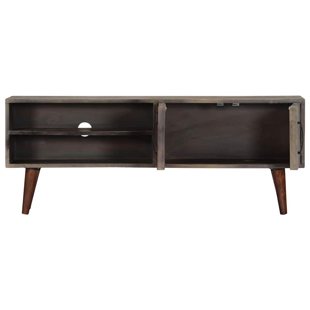 282743 vidaXL TV Cabinet Grey 130x30x46 cm Solid Rough Mango Wood