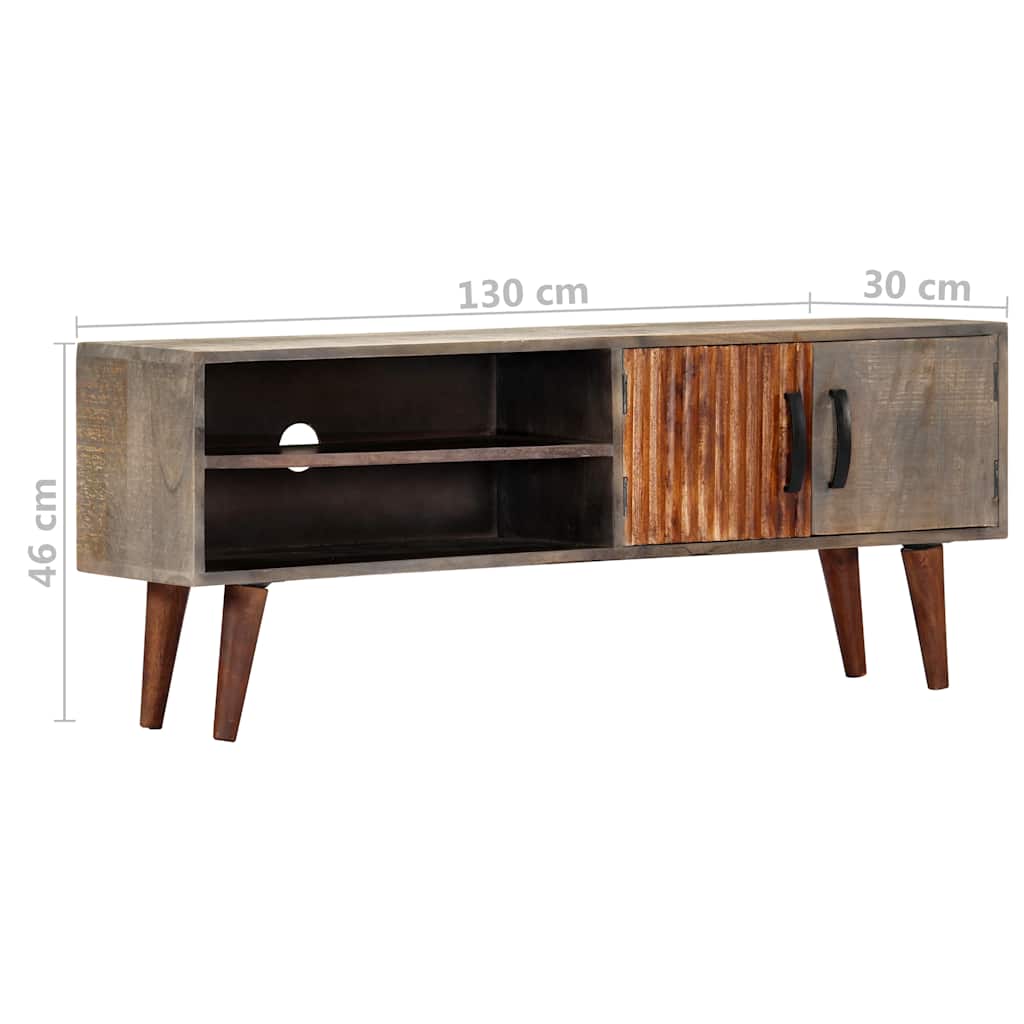 282743 vidaXL TV Cabinet Grey 130x30x46 cm Solid Rough Mango Wood