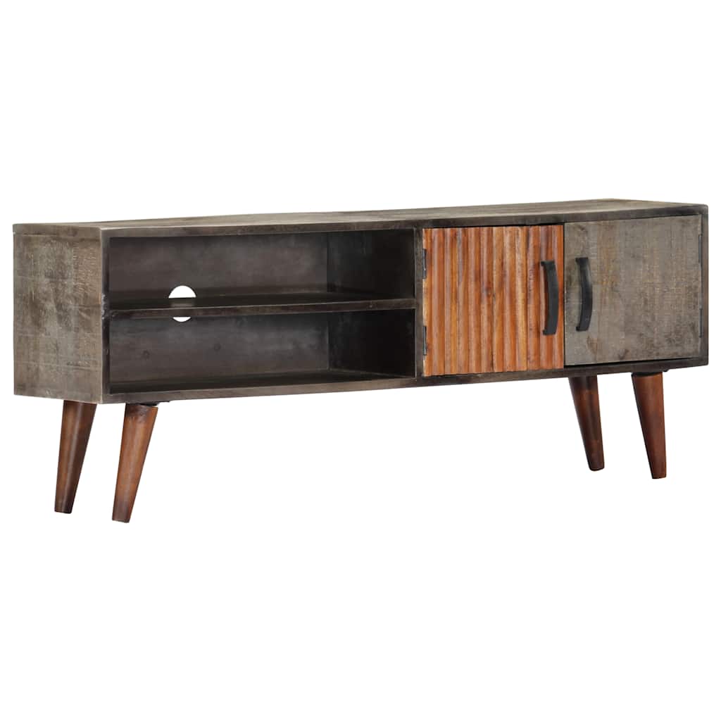282743 vidaXL TV Cabinet Grey 130x30x46 cm Solid Rough Mango Wood