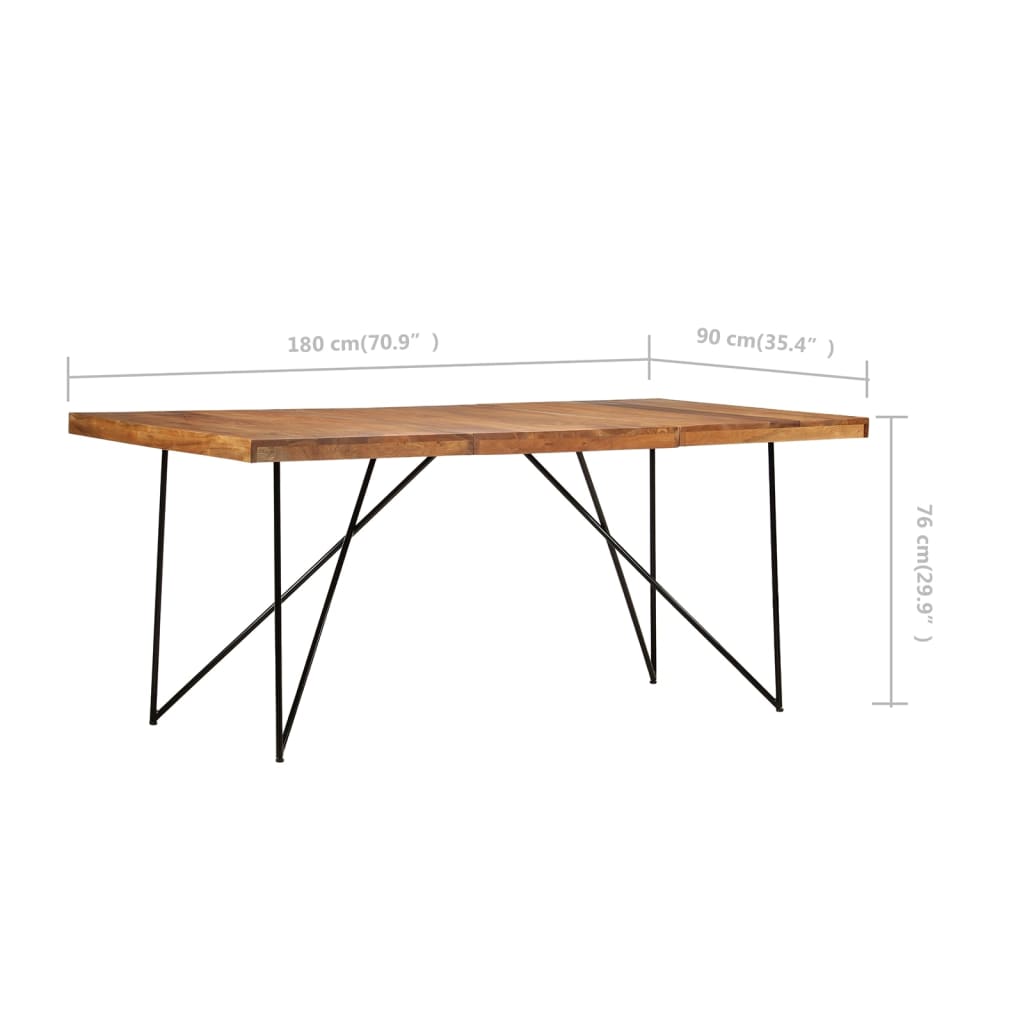 vidaXL Dining Table 180x90x76 cm Solid Acacia Wood