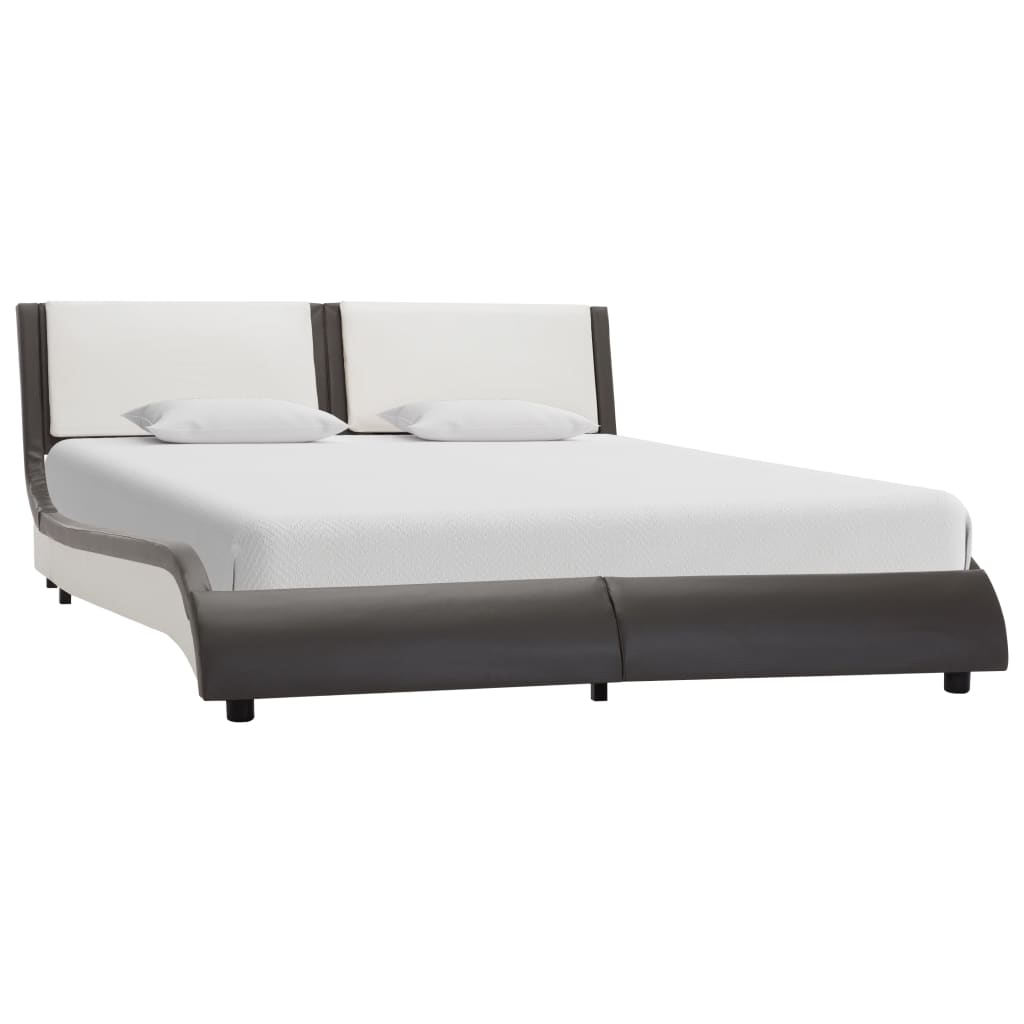 Bed Frame with LED without Mattress Grey and White 120x190 cm