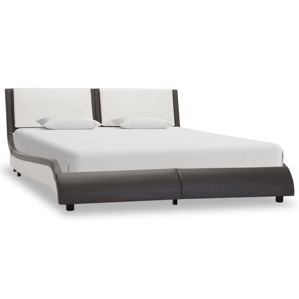 Bed Frame with LED without Mattress Grey and White 120x190 cm