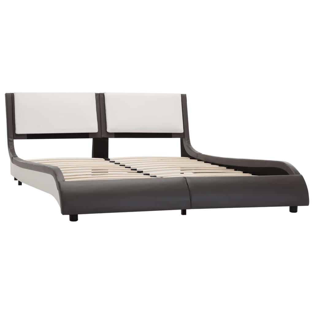 Bed Frame with LED without Mattress Grey and White 120x190 cm