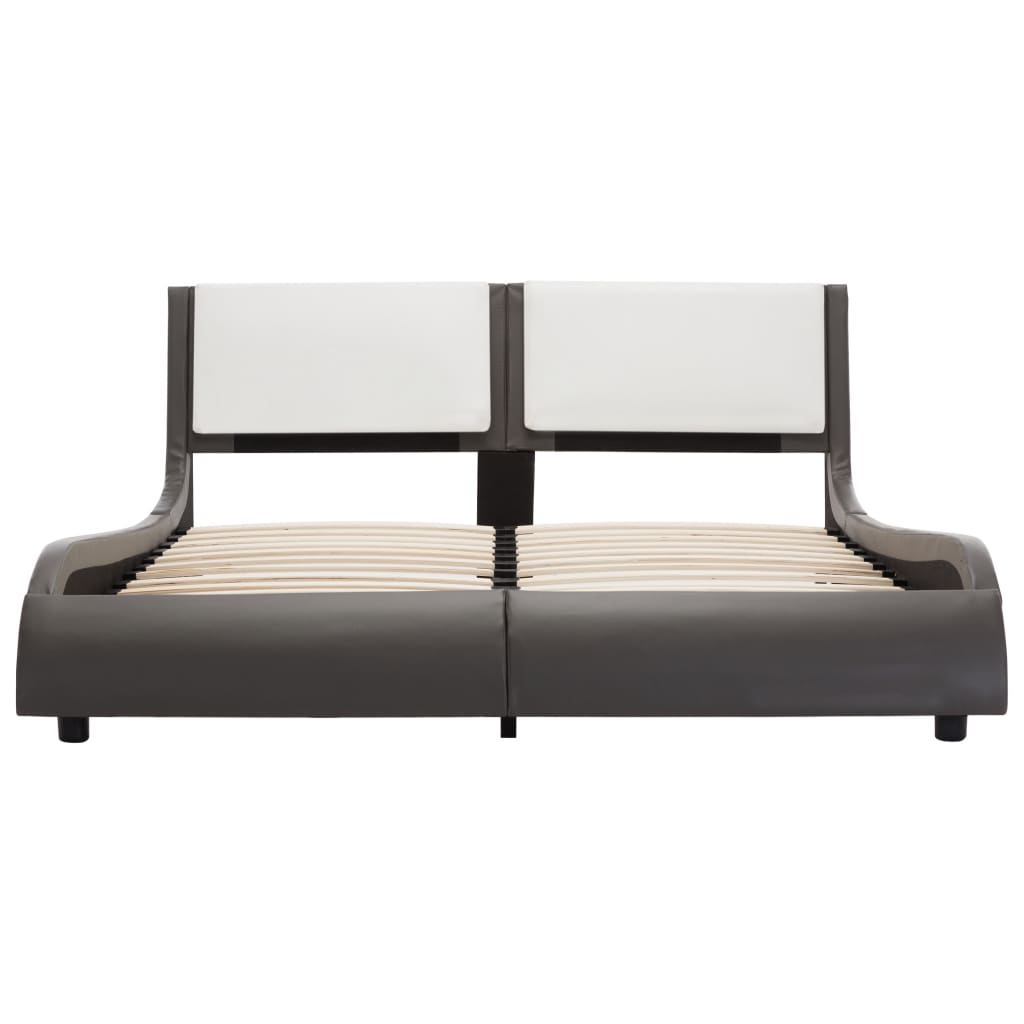 Bed Frame with LED without Mattress Grey and White 120x190 cm