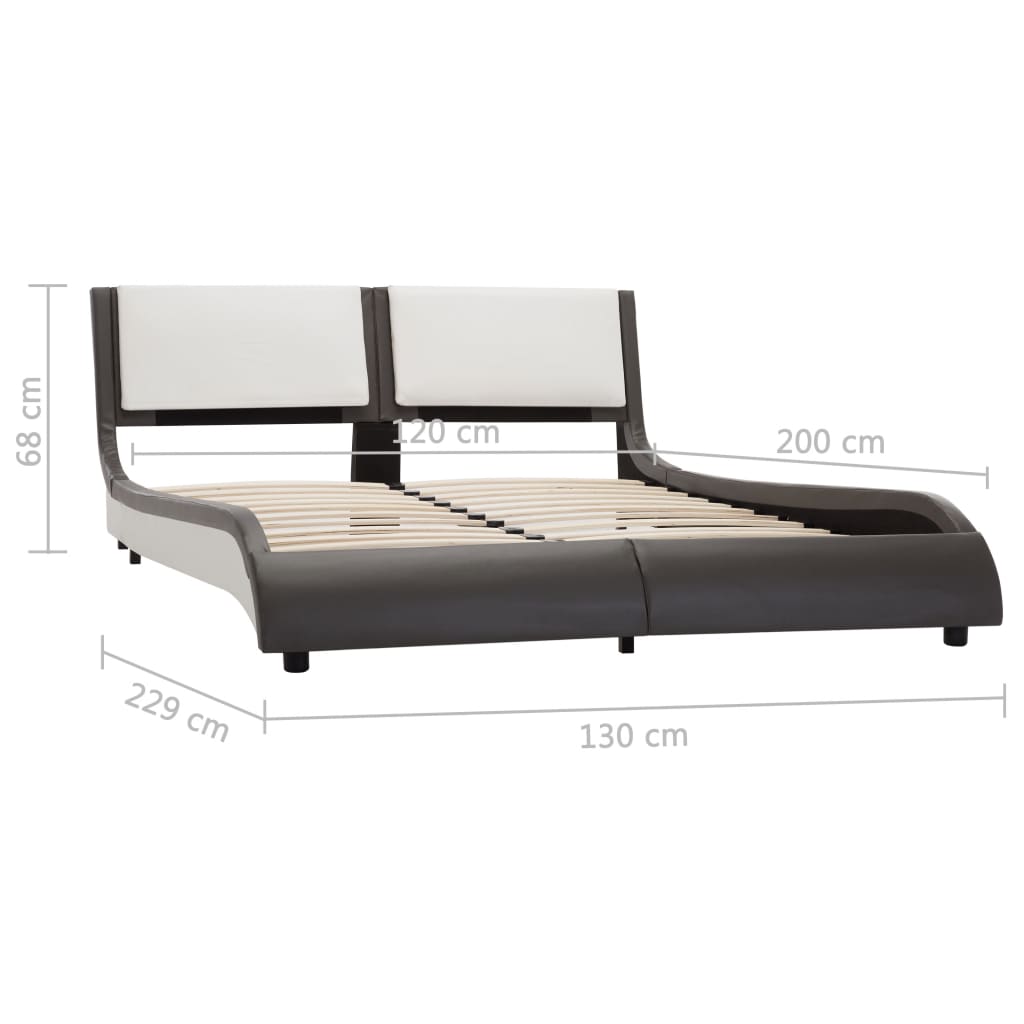 Bed Frame with LED without Mattress Grey and White 120x190 cm
