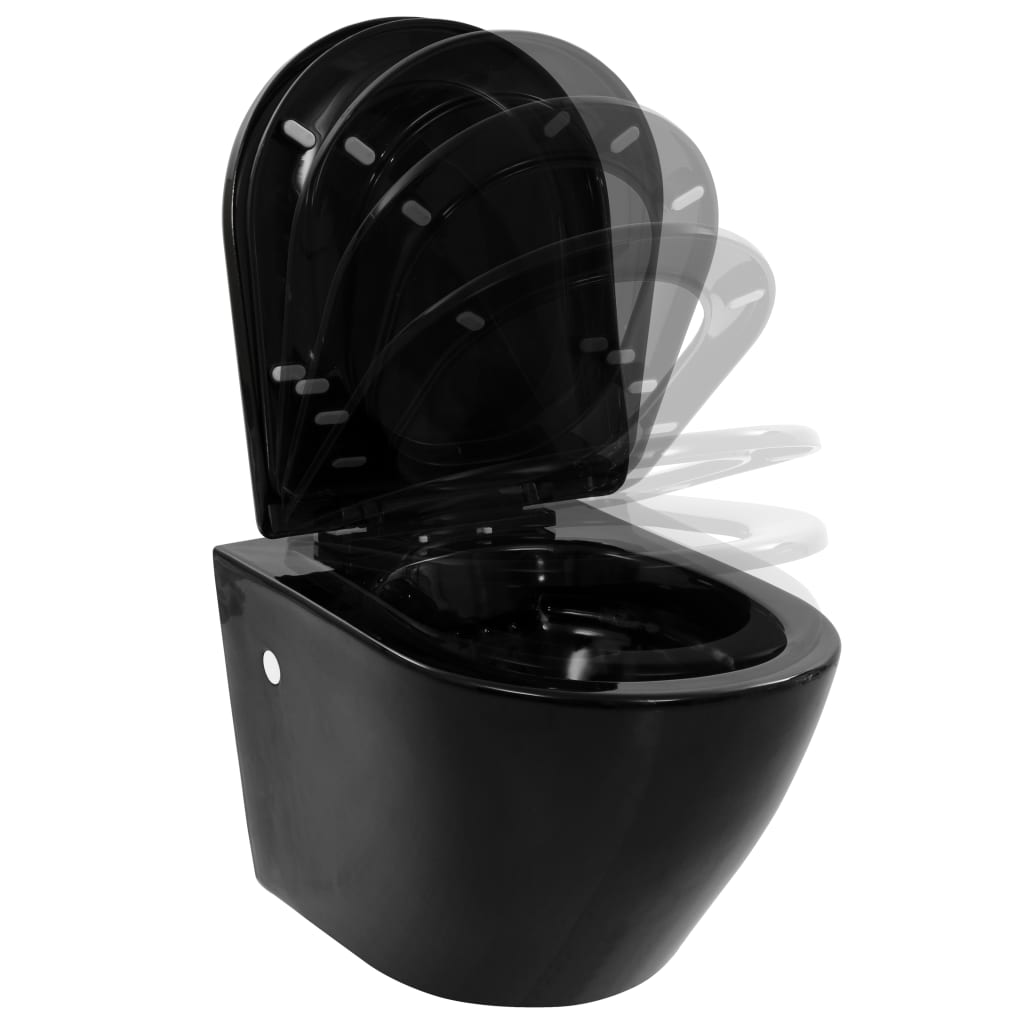 Wall Hung Rimless Toilet Ceramic Black