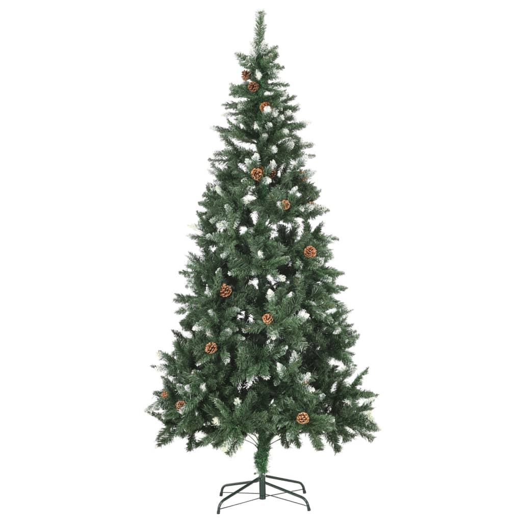 vidaXL Artificial Christmas Tree with Pine Cones and White Glitter 210 cm