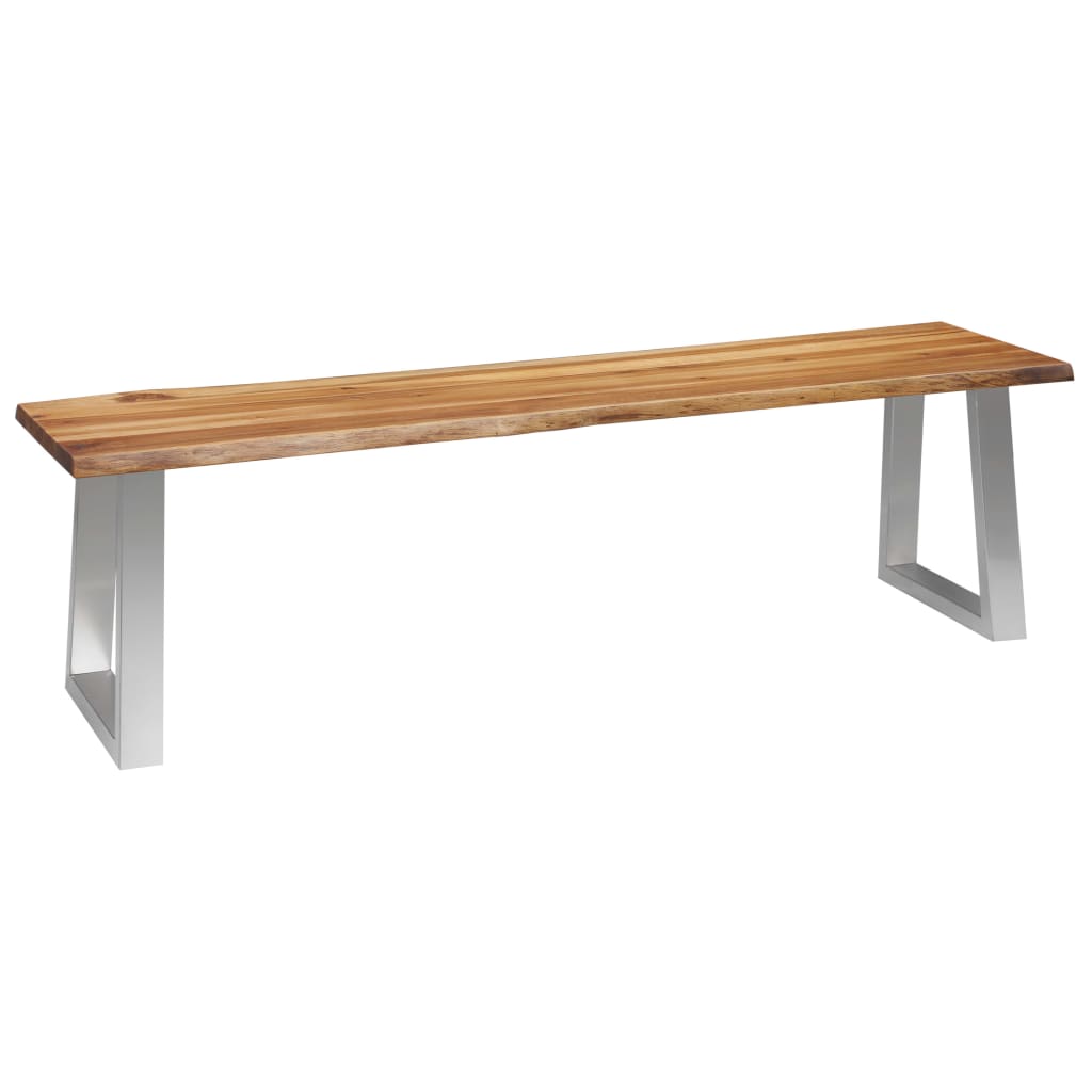 vidaXL Bench 160 cm Solid Acacia Wood and Stainless Steel