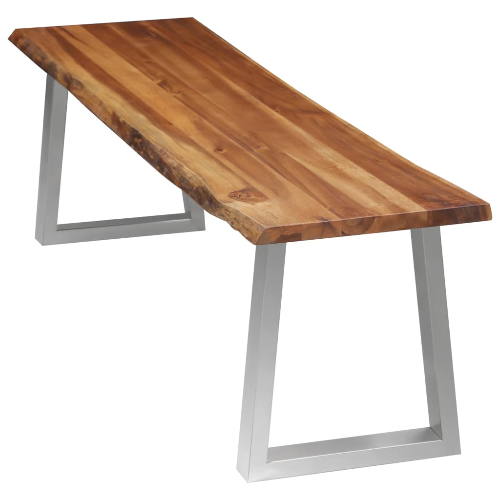 vidaXL Bench 160 cm Solid Acacia Wood and Stainless Steel