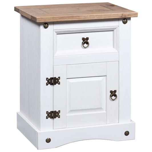 Bedside Cabinet Mexican Pine Corona Range White 53x39x66 cm