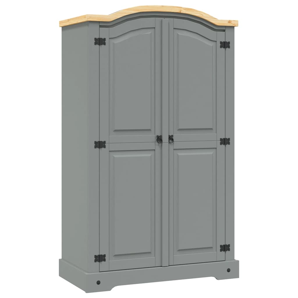 vidaXL Wardrobe Mexican Pine Corona Range 2 Doors Grey