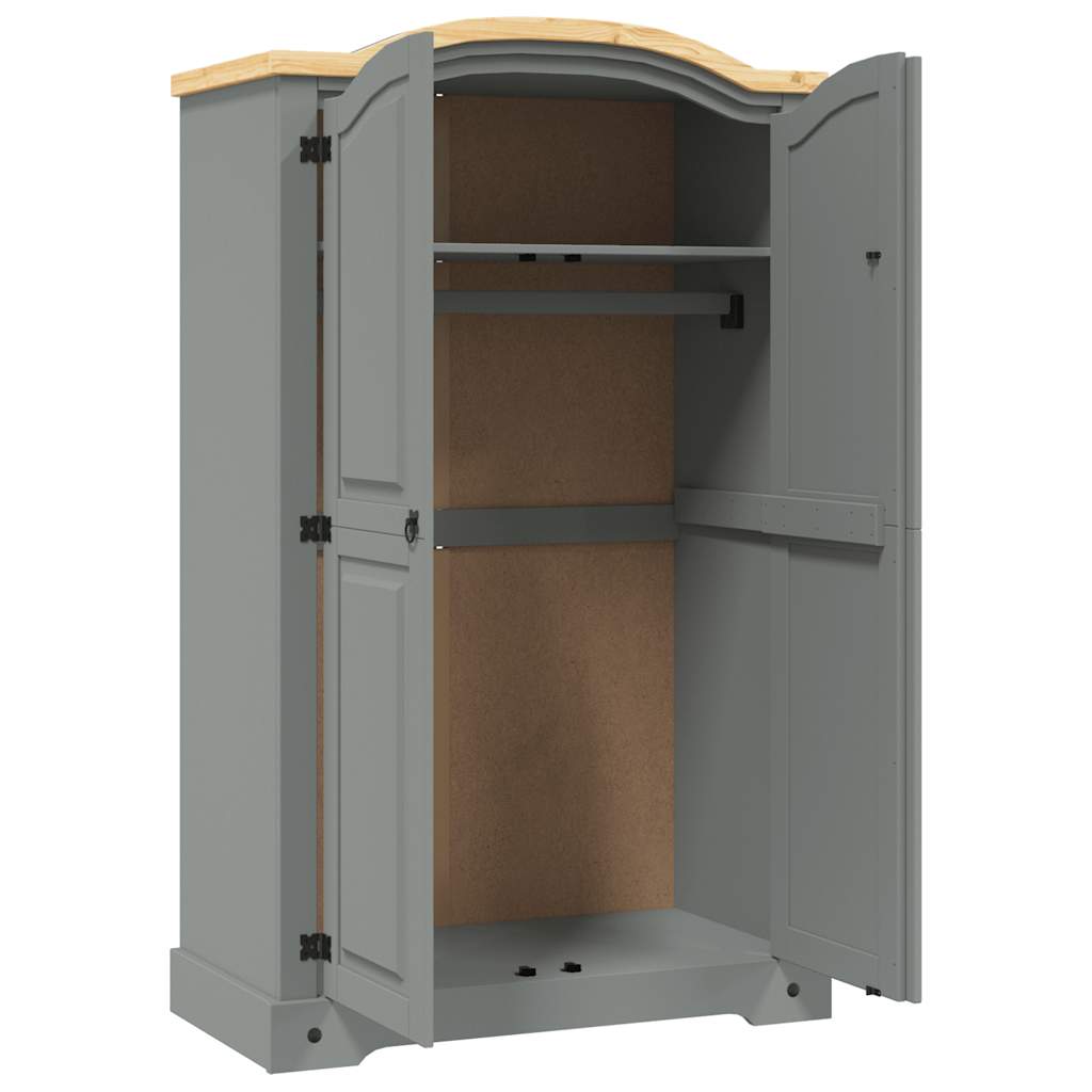 vidaXL Wardrobe Mexican Pine Corona Range 2 Doors Grey