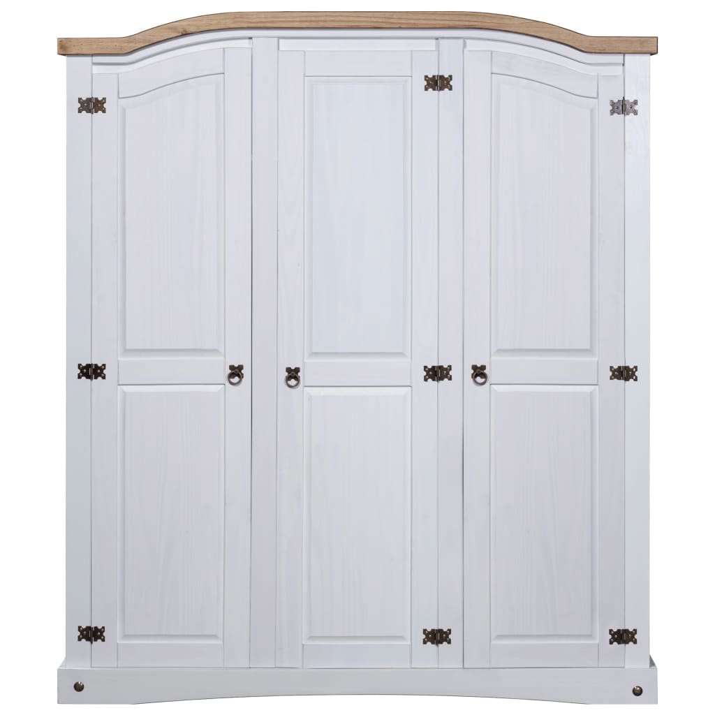 vidaXL Wardrobe Mexican Pine Corona Range 3 Doors White