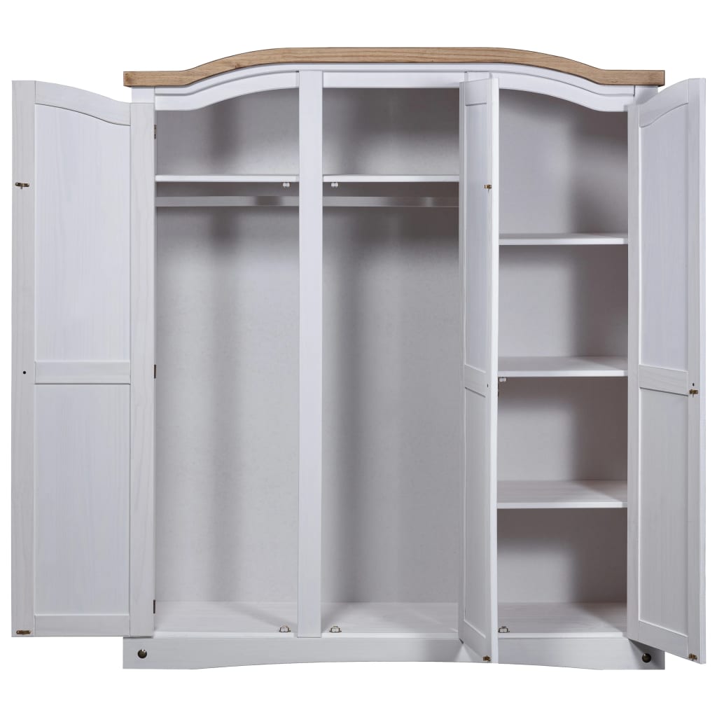 vidaXL Wardrobe Mexican Pine Corona Range 3 Doors White