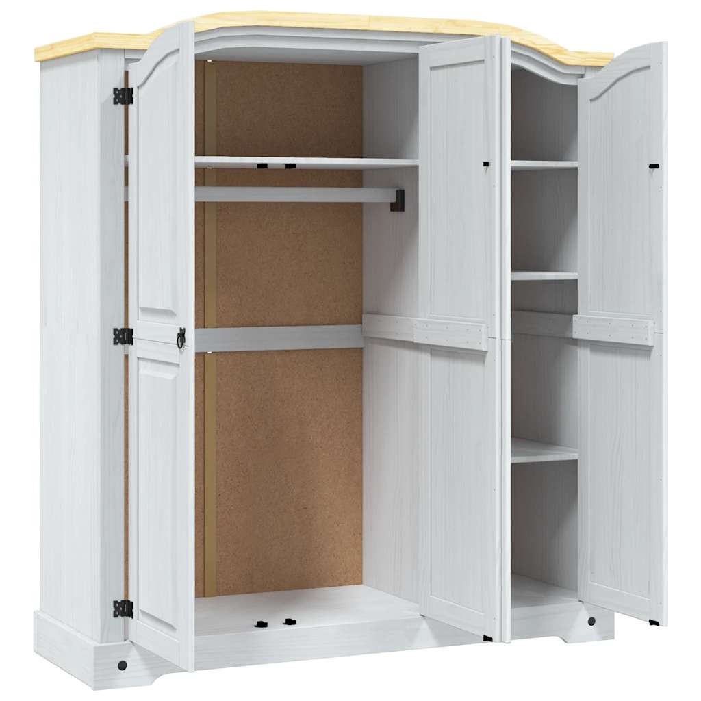 vidaXL Wardrobe Mexican Pine Corona Range 3 Doors White