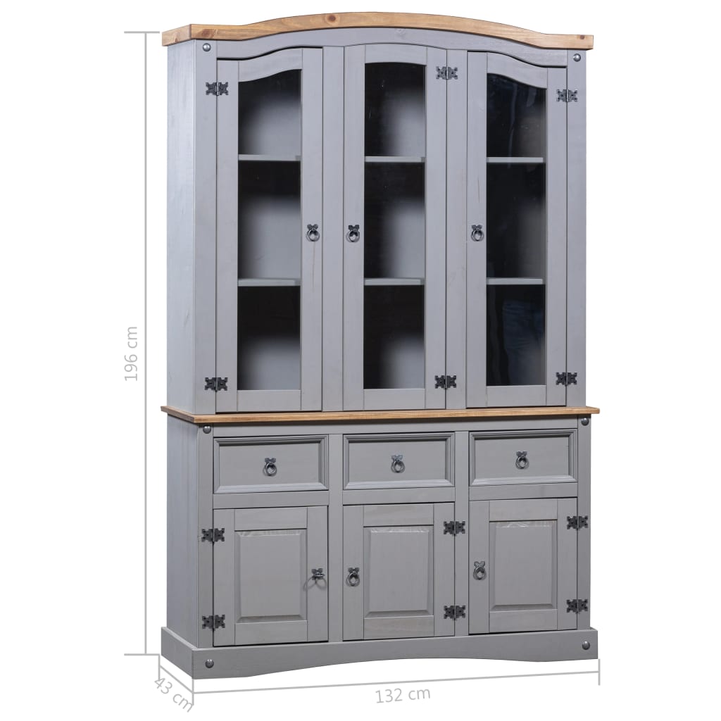 vidaXL Buffet & Hutch Mexican Pine Corona Range Grey