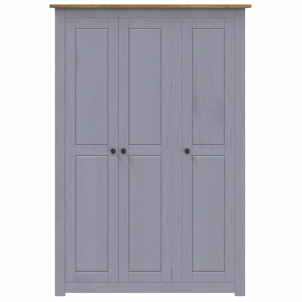 vidaXL 3-Door Wardrobe Grey 118x50x171.5 cm Pine Panama Range