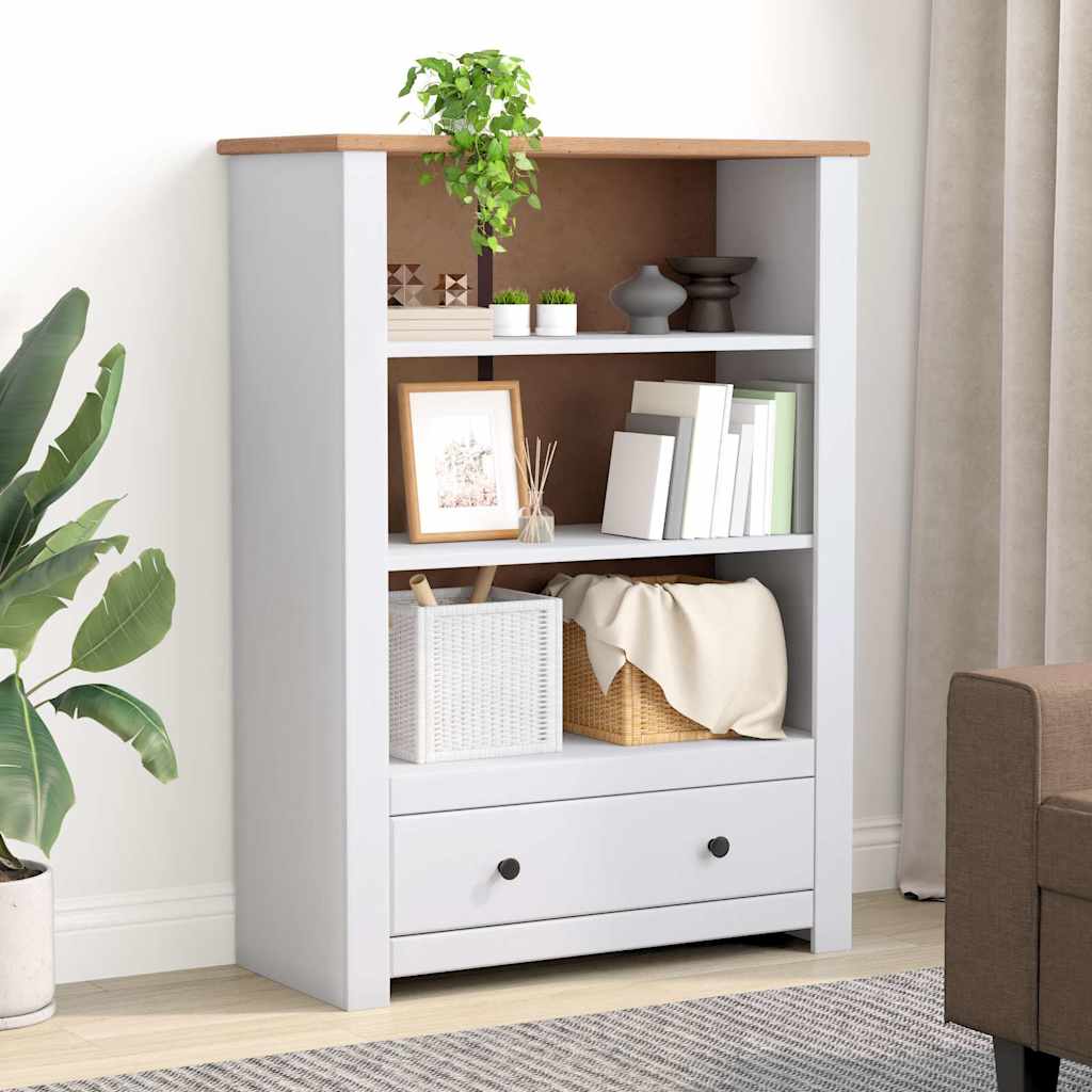 282669 vidaXL Bookcase White 80x35x110 cm Solid Pine Wood Panama Range