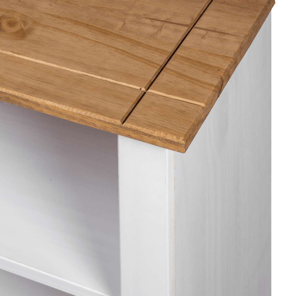 282669 vidaXL Bookcase White 80x35x110 cm Solid Pine Wood Panama Range