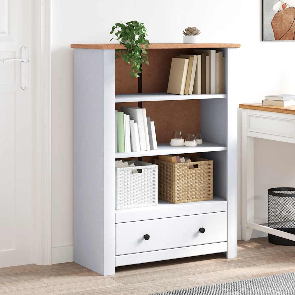 282669 vidaXL Bookcase White 80x35x110 cm Solid Pine Wood Panama Range