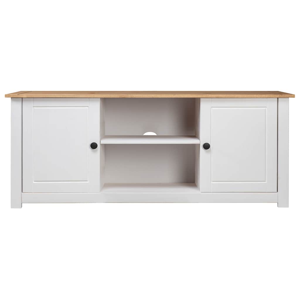 282672 vidaXL TV Cabinet White 120x40x50 cm Solid Pine Wood Panama Range
