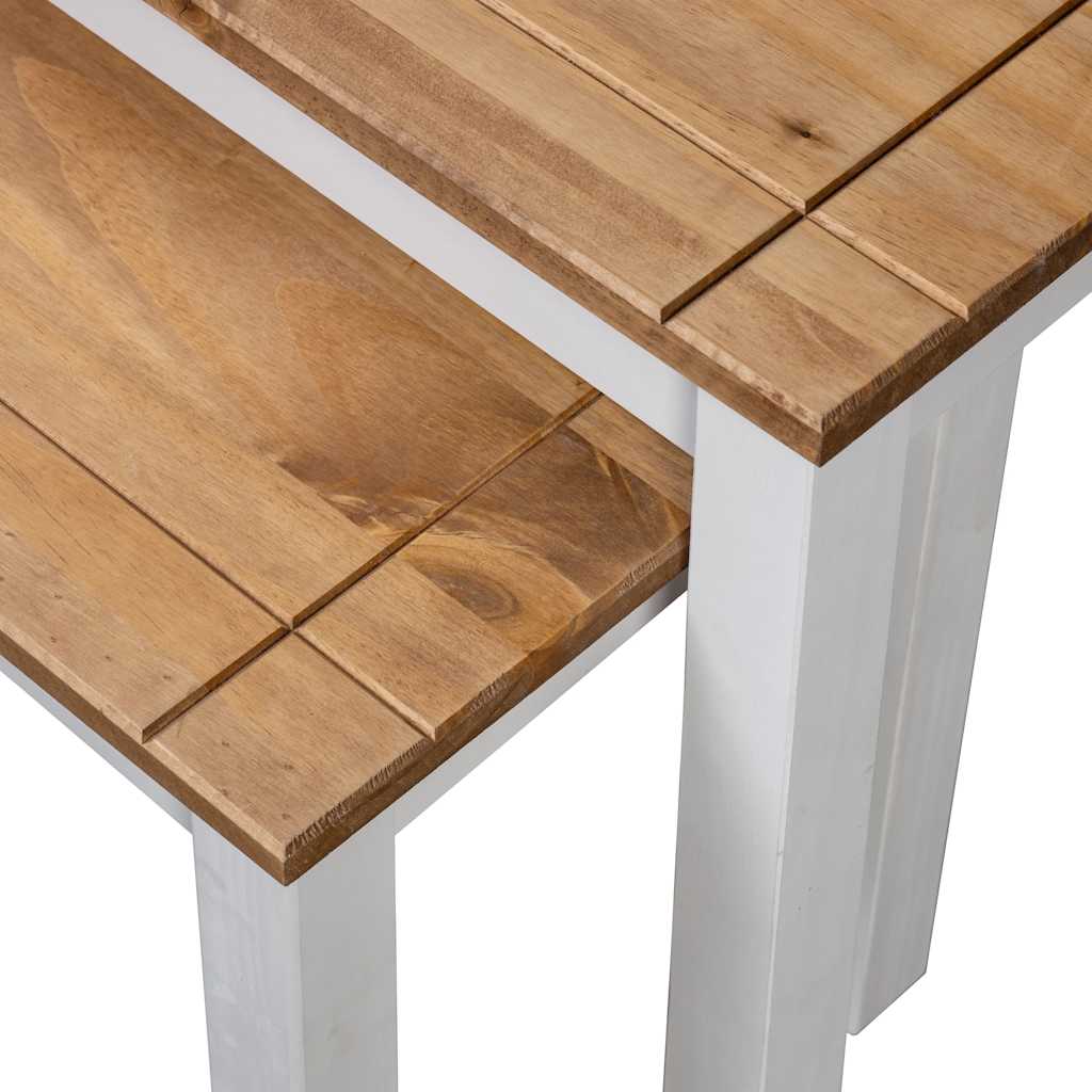 282678 vidaXL Nesting Tables 2 pcs White Solid Pine Wood Panama Range
