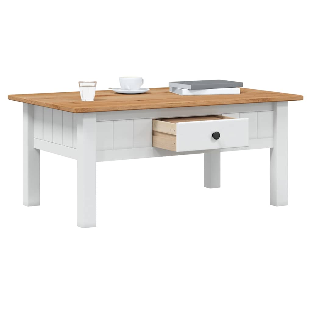 Coffee Table White 100x60x43.5 cm Solid Pine Wood Panama Range