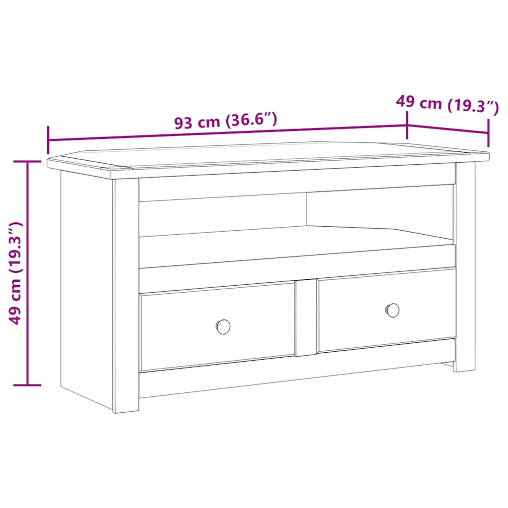 Corner TV Cabinet 93x49x49 cm Solid Pine Panama Range