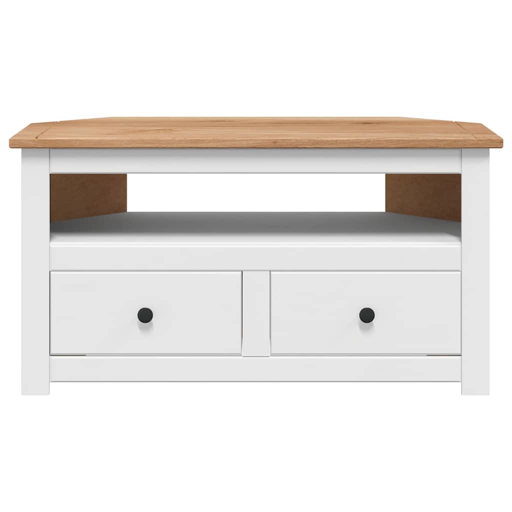282687 vidaXL Corner TV Cabinet White 93x49x49 cm Solid Pine Panama Range