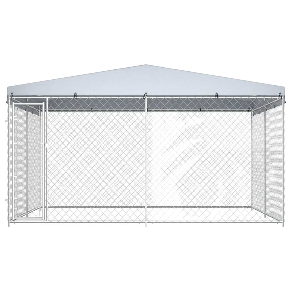 145029 vidaXL Outdoor Dog Kennel with Roof 382x382x225 cm