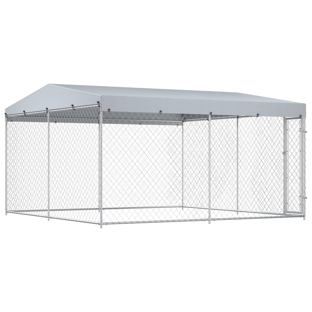 145029 vidaXL Outdoor Dog Kennel with Roof 382x382x225 cm