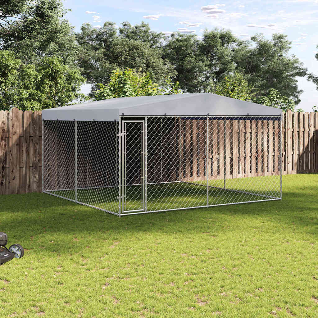 145029 vidaXL Outdoor Dog Kennel with Roof 382x382x225 cm