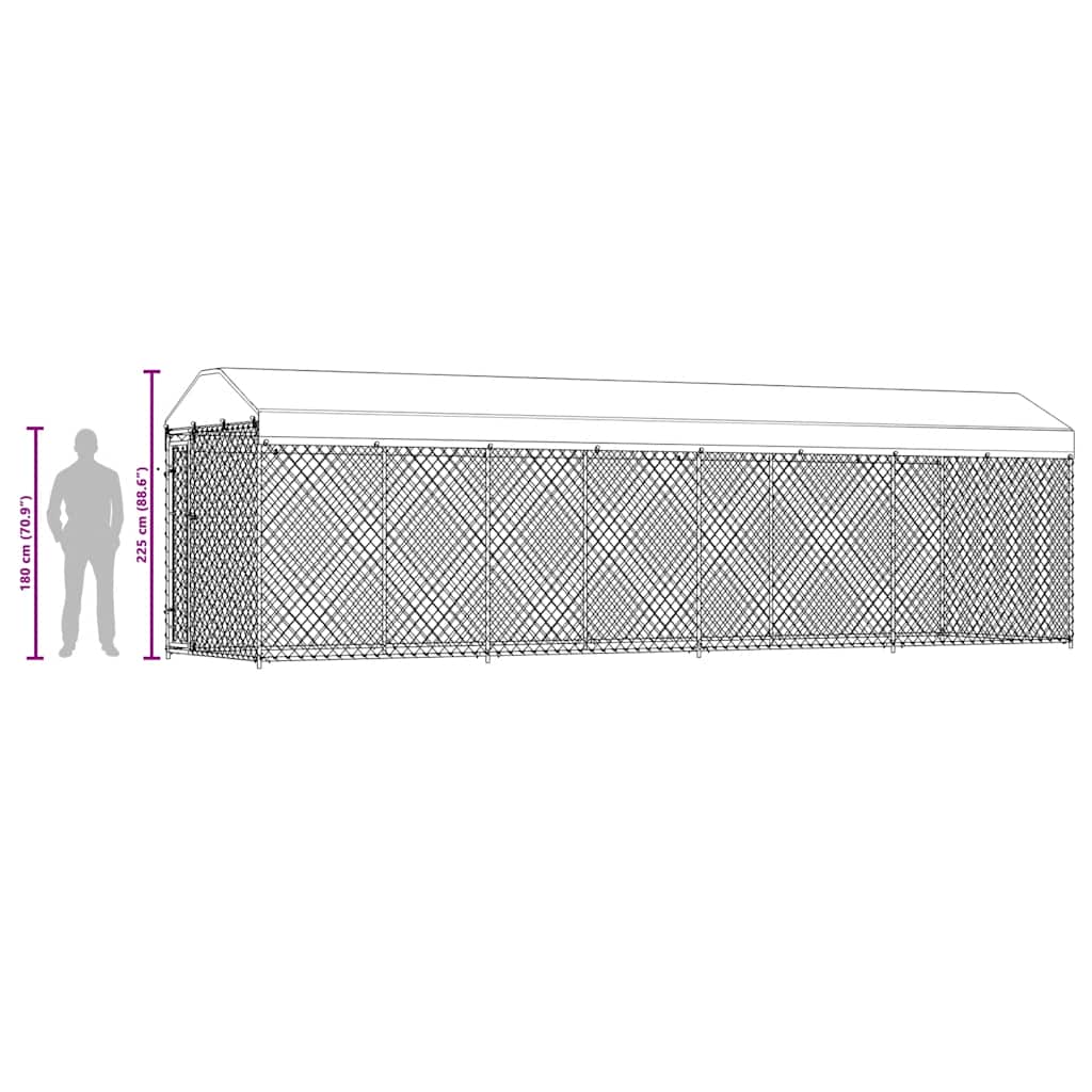 145031 vidaXL Outdoor Dog Kennel with Roof 760x190x225 cm