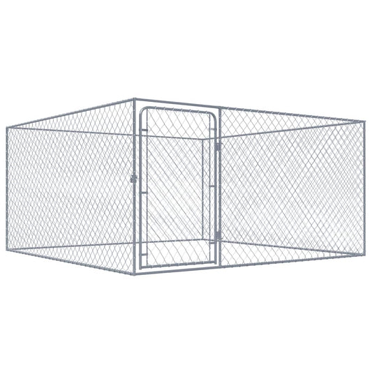 170819 vidaXL Outdoor Dog Kennel Galvanised Steel 2x2x1 m