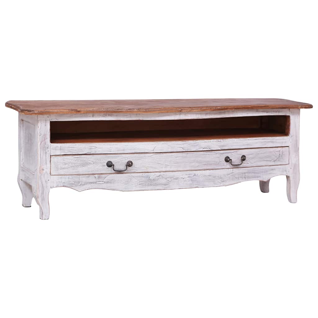 283902 vidaXL TV Cabinet 120x30x40 cm White Solid Mahogany Wood