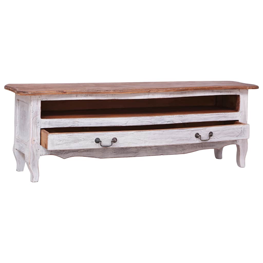 283902 vidaXL TV Cabinet 120x30x40 cm White Solid Mahogany Wood