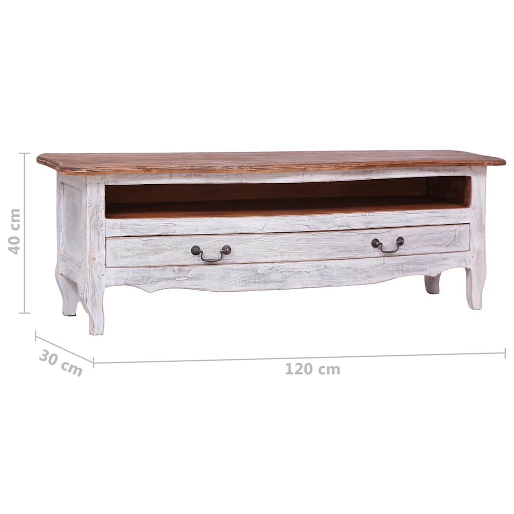 283902 vidaXL TV Cabinet 120x30x40 cm White Solid Mahogany Wood