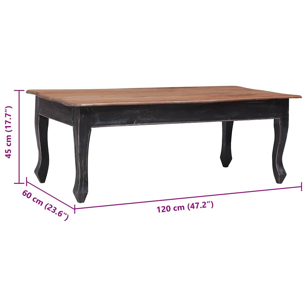 Coffee Table Black 120x60x45 cm Solid Mahogany Wood